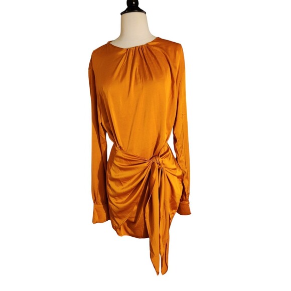 Hello Molly Club Wear Mini Dress Womens Size 10 Night Out Harvest Orange Silky - Picture 2 of 9